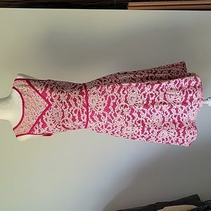 Adriana Papell Laced Dress with Sheer Front and Back